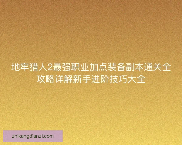 地牢猎人2最强职业加点装备副本通关全攻略详解新手进阶技巧大全